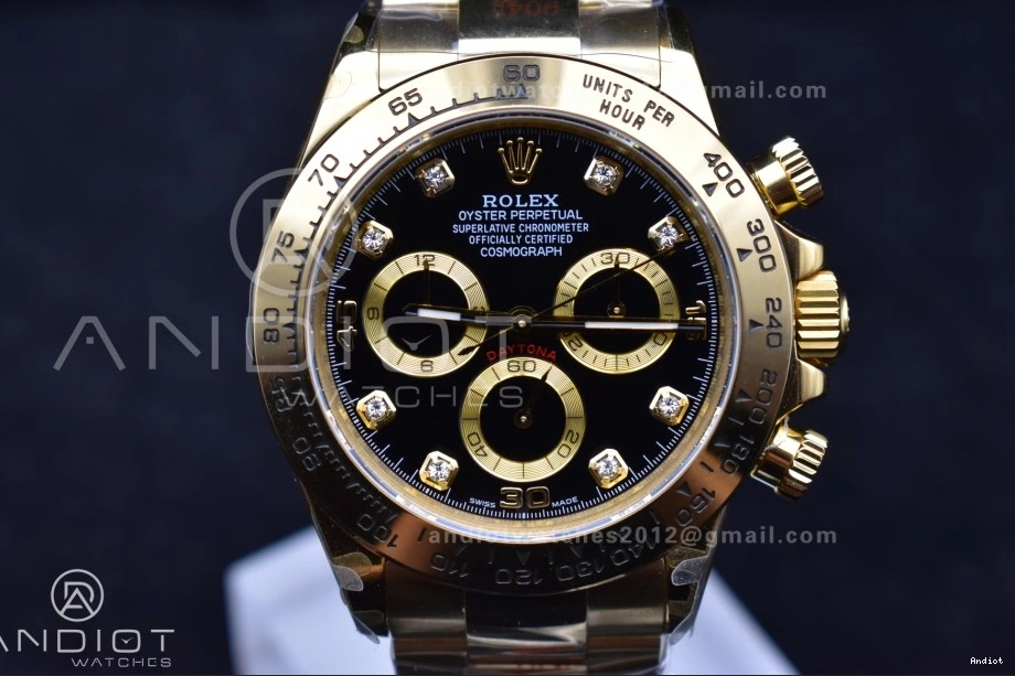 Bracelet 116508 Dial QF V2 1:1 Edition YG Black Best Daytona SH4130 Diamonds on 0413